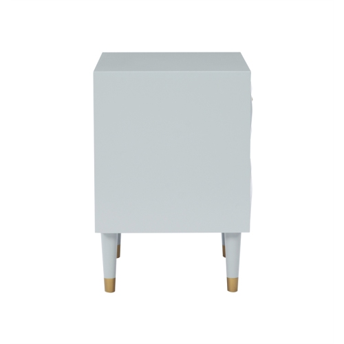 Linon Alick Two Drawer Wood Geo Texture Nightstand in Gray