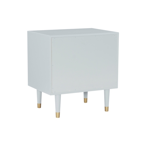 Linon Alick Two Drawer Wood Geo Texture Nightstand in Gray