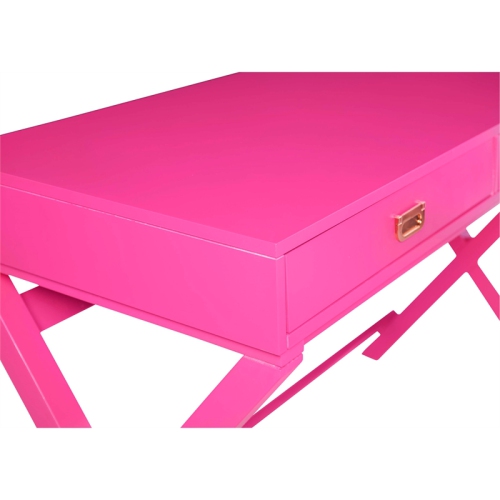 Linon Peggy Wood Two Drawer Writing Desk in Pink