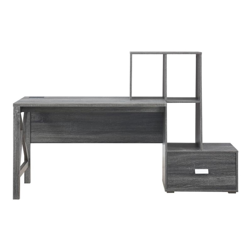 FURNITURE OF AMERICA  Axela Wood Multi-Storage Desk In Distressed In Gray