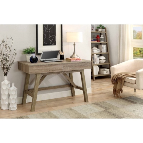Linon Tracey Wood Two Drawer Desk in Gray