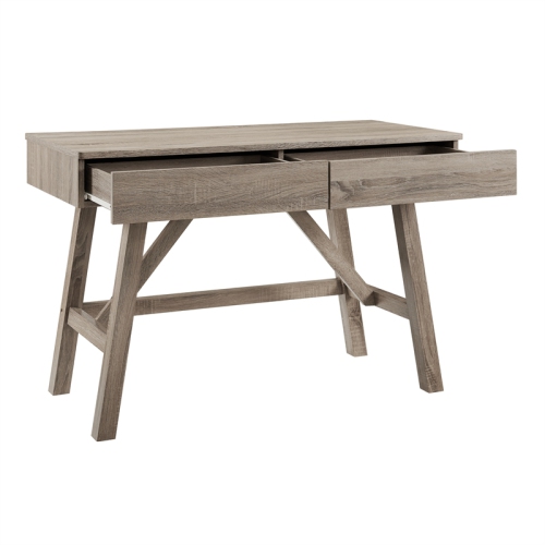 Linon Tracey Wood Two Drawer Desk in Gray