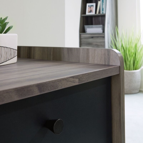 Sauder Harvey Park Engineered Wood Writing Desk in Jet Acacia Finish