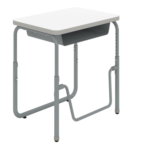 AlphaBetter 2.0 Height Adjustable Student Desk Pendulum Bar & Book Box in White