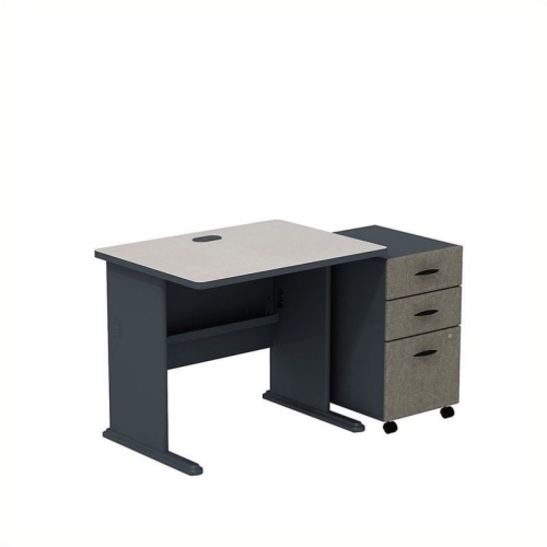 Scranton & Co 36" Desk with Mobile File Cabinet in Slate