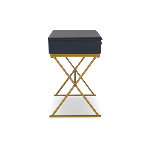 Linon Campaign Two Drawer Metal Desk in Blue