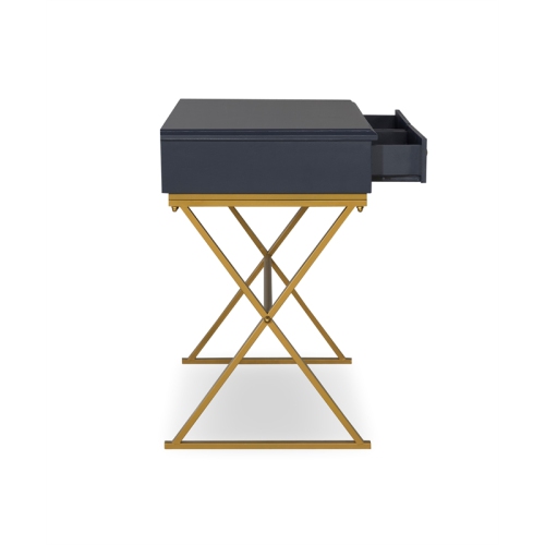 Linon Campaign Two Drawer Metal Desk in Blue