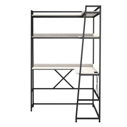 Furniture of America Narvay Metal Corner Writing Desk with USB in Oak