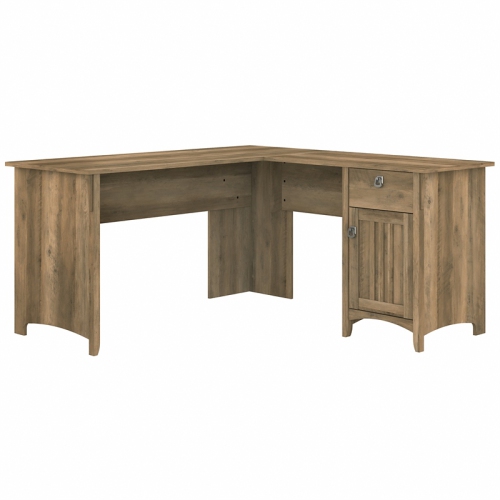 Salinas 60W L Shaped Desk with Storage in Reclaimed Pine - Engineered Wood
