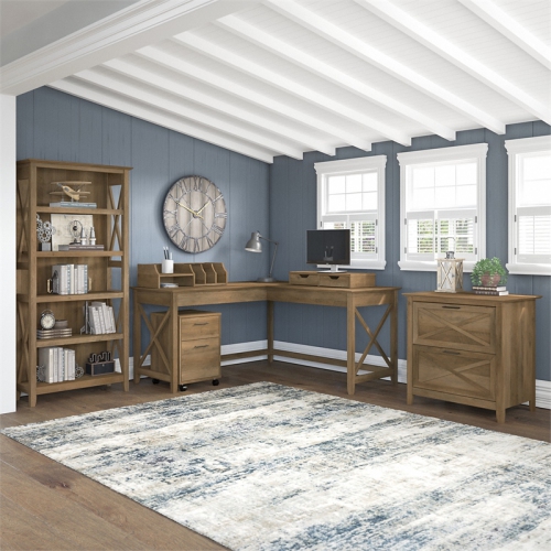 Key West 60W L Shaped Desk in Reclaimed Pine - Engineered Wood