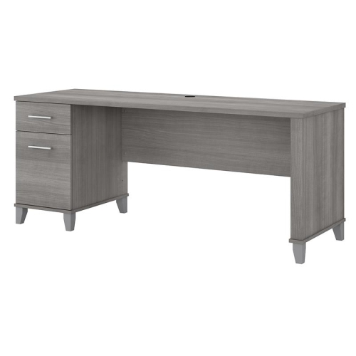Somerset 72W Office Desk with Drawers in Platinum Gray - Engineered Wood