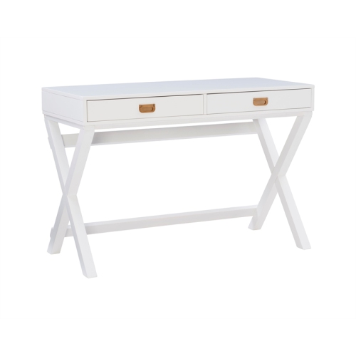 Linon Peggy Wood Two Drawer Writing Desk in White