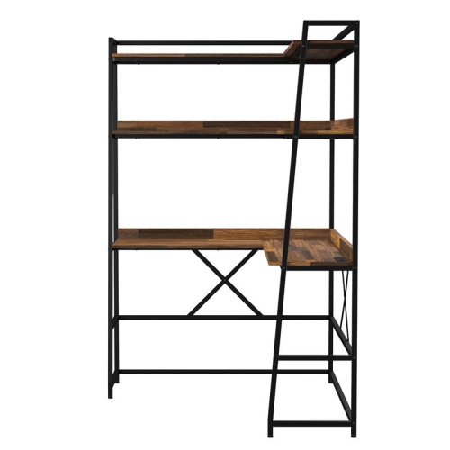 Furniture of America Narvay Metal Corner Writing Desk with USB in Brown