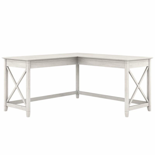 BUSH Key West 60W L Shaped Desk In Linen White Oak - Engineered Wood