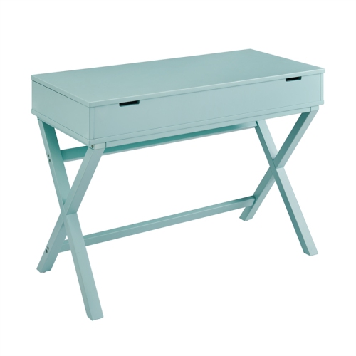 Linon Peggy Lift Top Stand Up Wood Desk in Turquoise Blue