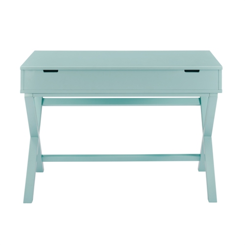 Linon Peggy Lift Top Stand Up Wood Desk in Turquoise Blue