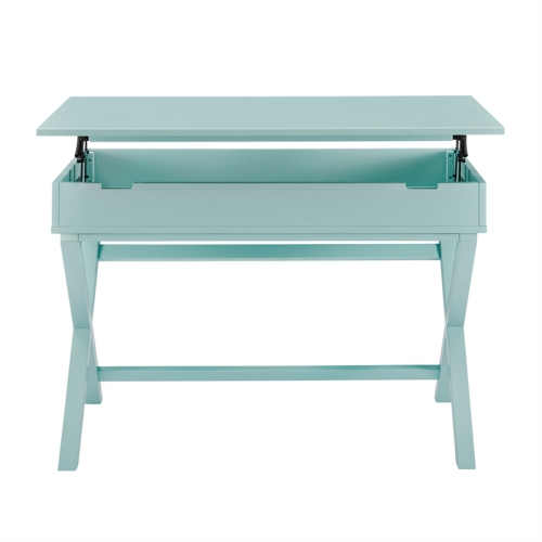 Linon Peggy Lift Top Stand Up Wood Desk in Turquoise Blue