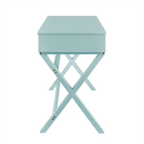 Linon Peggy Lift Top Stand Up Wood Desk in Turquoise Blue