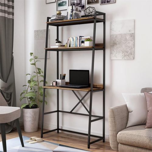 Furniture of America Mistos Transitional Metal Writing Desk with USB in Brown