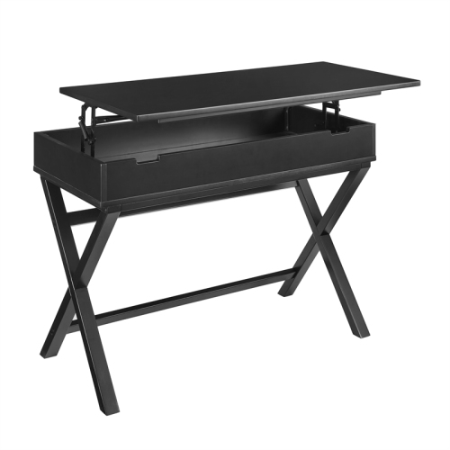 Linon Peggy Lift Top Stand Up Wood Desk in Black