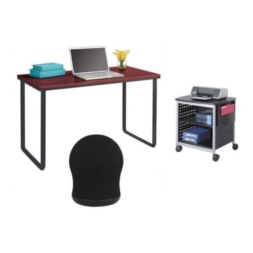 Safco Workstation with 1 Scoot Printer Stand and Swivel Ball Chair Set