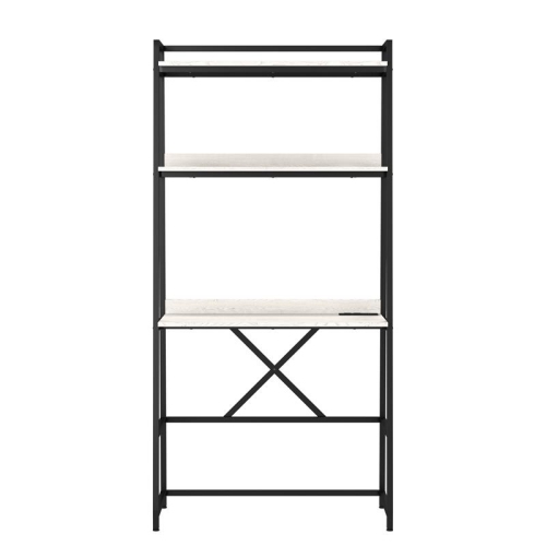 Furniture of America Mistos Transitional Metal Writing Desk with USB in Oak