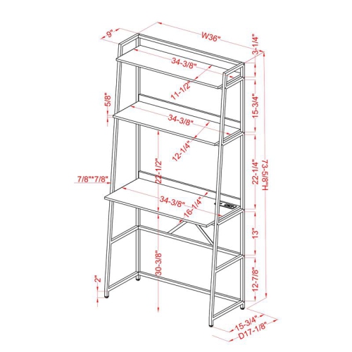 Furniture of America Mistos Transitional Metal Writing Desk with USB in Oak