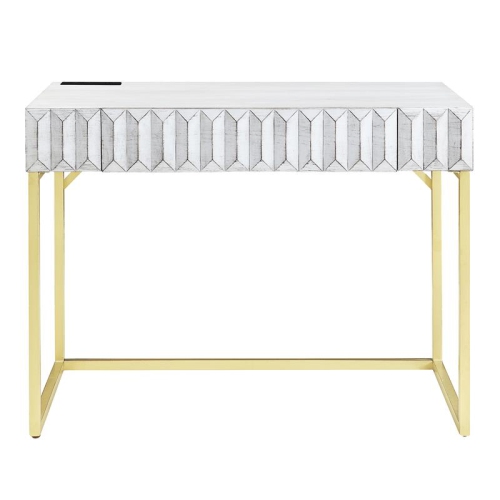 FURNITURE OF AMERICA  Giffore Wood Writing Desk With USB Port In In White