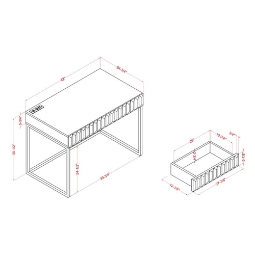Furniture of America Giffore Wood Writing Desk with USB Port in White