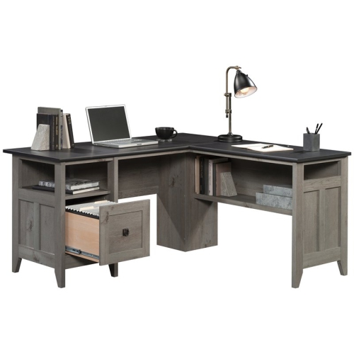 Sauder August Hill Wooden L-Shaped Computer Desk in Mystic Oak