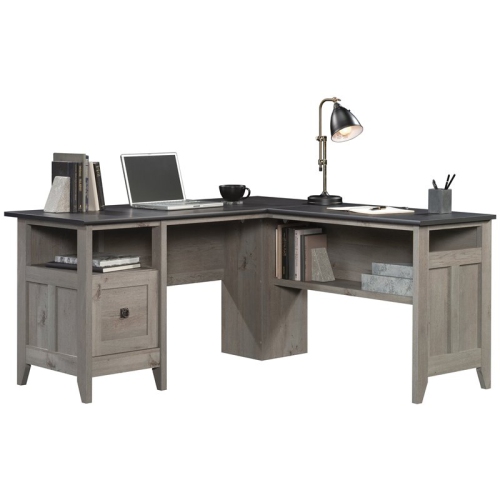 Sauder August Hill Wooden L-Shaped Computer Desk in Mystic Oak