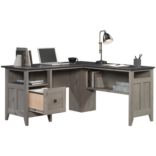Sauder August Hill Wooden L-Shaped Computer Desk in Mystic Oak