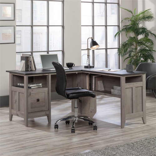 Sauder August Hill Wooden L-Shaped Computer Desk in Mystic Oak