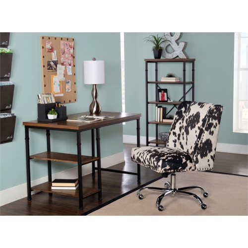 Linon Austin Wood and Metal Desk in Brown