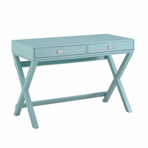 Linon Peggy Wood Two Drawer Writing Desk in Blue