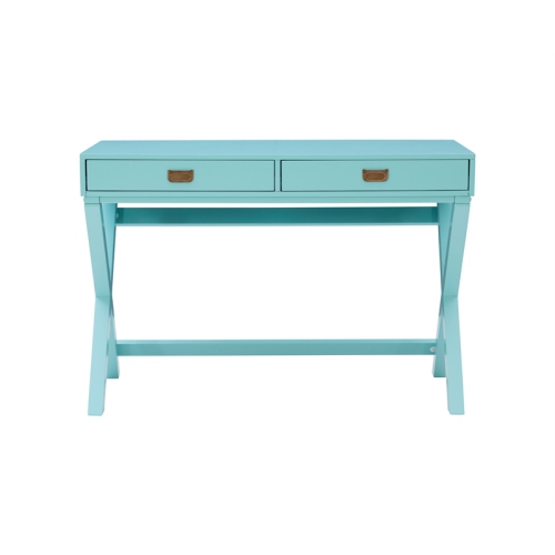 Linon Peggy Wood Two Drawer Writing Desk in Blue