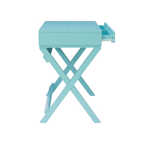 Linon Peggy Wood Two Drawer Writing Desk in Blue