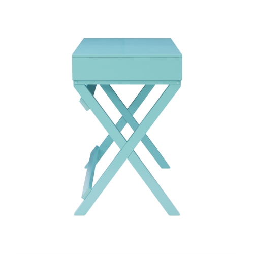 Linon Peggy Wood Two Drawer Writing Desk in Blue