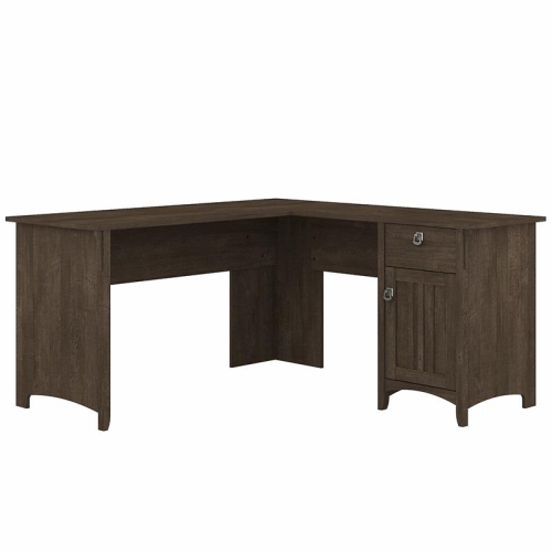 BUSH  Furniture Salinas 60W L Shaped Desk With Storage In Ash In Brown Nice looking corner desk, low frills, not much storage