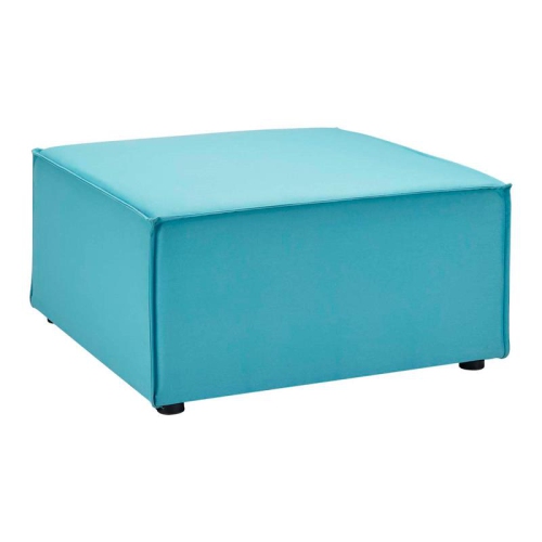 MODWAY  Saybrook Upholstered Fabric Outdoor Patio Sofa Ottoman In In Turquoise