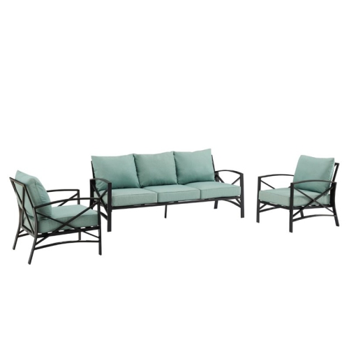 CROSLEY FURNITURE Crosley Kaplan 3 Piece Outdoor Sofa Set In Mist