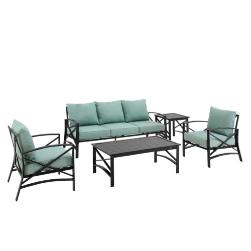 CROSLEY FURNITURE Crosley Kaplan 5 Piece Outdoor Sofa Set In Mist