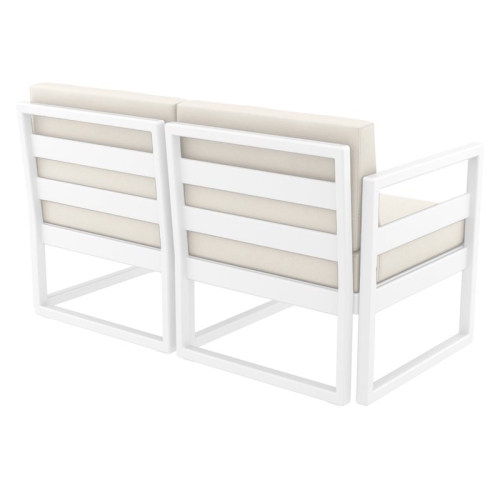 Mykonos Patio Loveseat White with Acrylic Fabric Natural Cushions
