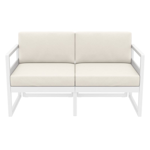 Mykonos Patio Loveseat White with Acrylic Fabric Natural Cushions