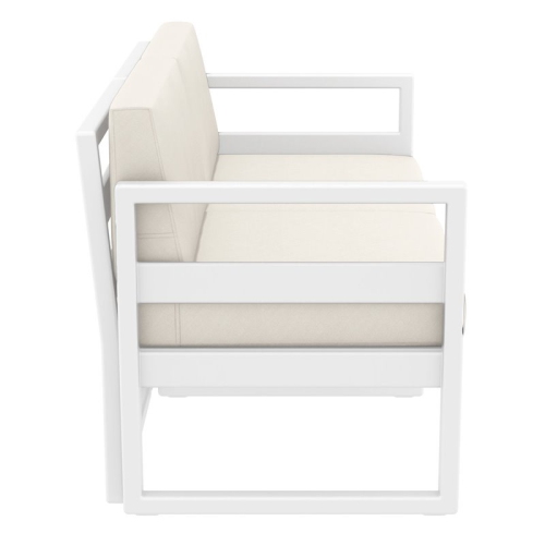 Mykonos Patio Loveseat White with Acrylic Fabric Natural Cushions