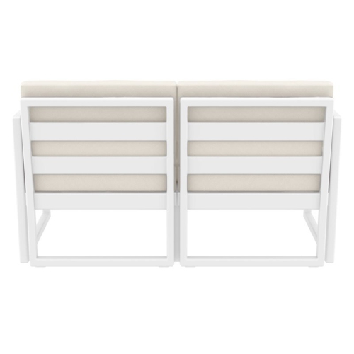 Mykonos Patio Loveseat White with Acrylic Fabric Natural Cushions