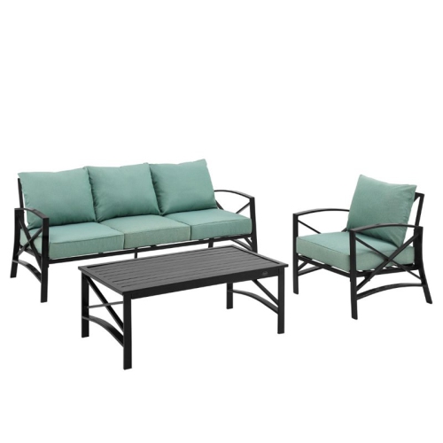 CROSLEY FURNITURE  Kaplan 3 Piece Outdoor Sofa Set In Mist