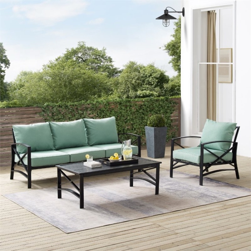 Crosley Kaplan 3 Piece Outdoor Sofa Set in Mist