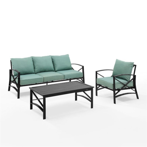 Crosley Kaplan 3 Piece Outdoor Sofa Set in Mist