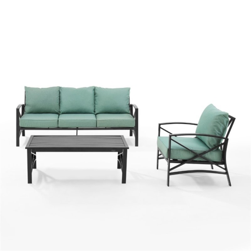 Crosley Kaplan 3 Piece Outdoor Sofa Set in Mist